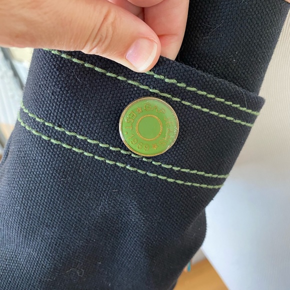 GAP Navy Canvas Leather Trim Striped Handle Tote NWT - Picture 4 of 8